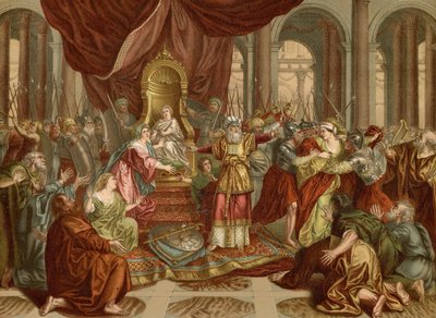 La Caduta di Atalia (litografia a colori) da Antoine (after) Coypel
