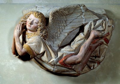 Angelo volante Rilievo in pietra calcarea policroma attribuito ad Antoine le Moiturier (1425-1495) e destinato a 