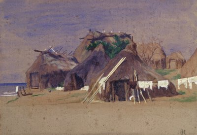 Capanni di pescatori sulla costa da Antoine Auguste Ernest Herbert or Hebert