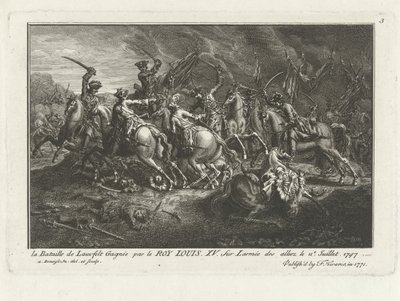 Veduta della battaglia di Lauffeldt (Lafeld, vicino a Maastricht) del 2 luglio 1747 durante la guerra di successione austriaca da Antoine Benoist