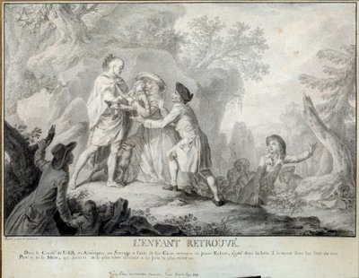 Il bambino trova Illustrazione delle "Lettere di un contadino americano" di Saint John de Crèvecoeur. Litografia di Antoine Borel (1743-1810) circa 1783. Blérancourt. Musée Franco American da Antoine Borel