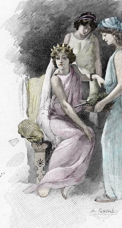 Odissea di Omero: Canto IV: Elena circondata dai suoi seguaci (Illustrazione di Antoine Calbet per 