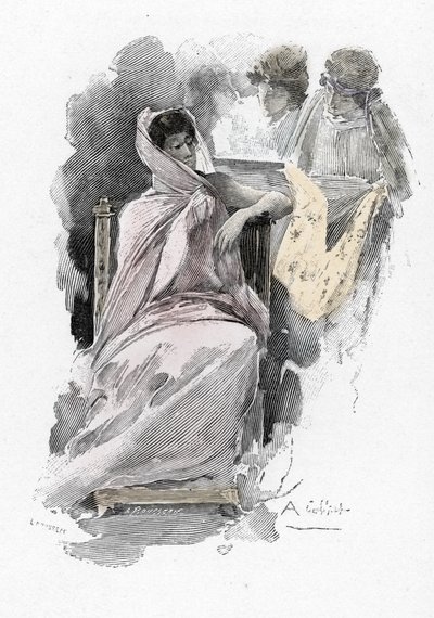 Odissea di Omero: Penelope e i suoi seguaci Illustrazione di Antoine Calbet per 