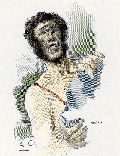 Odissea di Omero: Il Ciclope Polifemo, illustrazione di Antoine Calbet (1860-1944) per l