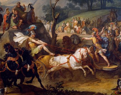 Giochi funebri in onore di Patroclo, dettaglio di Achille sul suo carro, c.1790 da Antoine Charles Horace Vernet