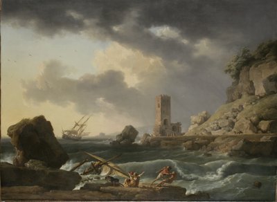 Paesaggio costiero roccioso con naufragio, 1746 da Antoine Charles Horace Vernet
