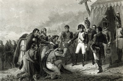 Gli spagnoli sconfitti prostrati davanti a Napoleone prima del suo ingresso a Madrid, dicembre 1808 da Antoine Charles Horace Vernet