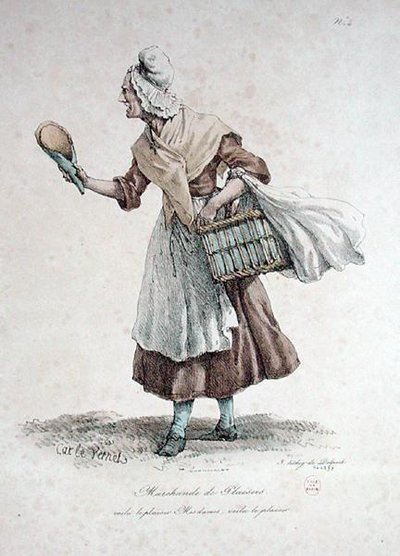 Il Venditore di Pasticcini, numero 4 dalla serie Le Grida di Parigi, inciso da François Séraphin Delpech da Antoine Charles Horace Vernet