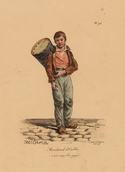 Il Venditore di Pasticcini, numero 94 dalla serie Le Grida di Parigi, inciso da François Séraphin Delpech da Antoine Charles Horace Vernet