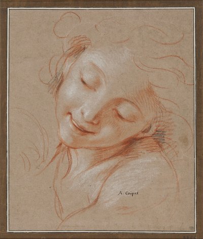 Ragazza sorridente, con la testa inclinata verso la spalla sinistra da Antoine Coypel