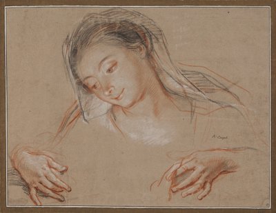 Studio per una Madonna. Testa e due mani da Antoine Coypel