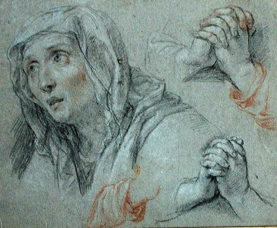 Studi per la figura della Vergine da Antoine Coypel