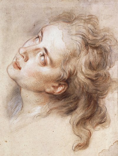 La testa di un angelo, guardando in alto a sinistra da Antoine Coypel