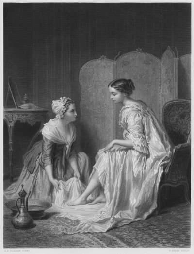 Il bagno dei piedi, dal quadro nella collezione reale da Antoine Emile Plassan