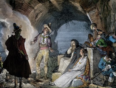 Covo di ladri, da Un an a Rome, litografia da Antoine Jean Baptiste Thomas