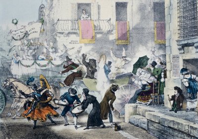 Lancio di coriandoli durante il carnevale a Roma da Antoine Jean Baptiste Thomas