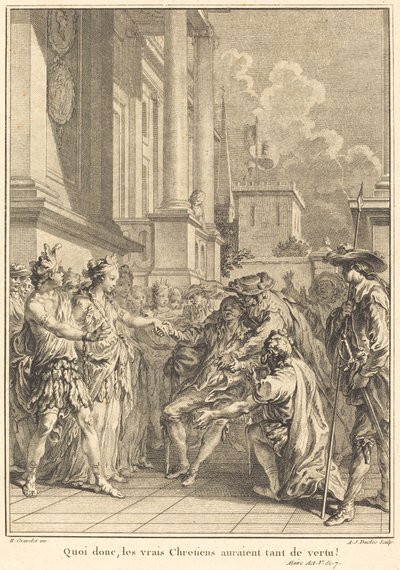 Quoi donc, les vrais Chretiens auraient tant de vertu! da Antoine Jean Duclos after Hubert François Gravelot