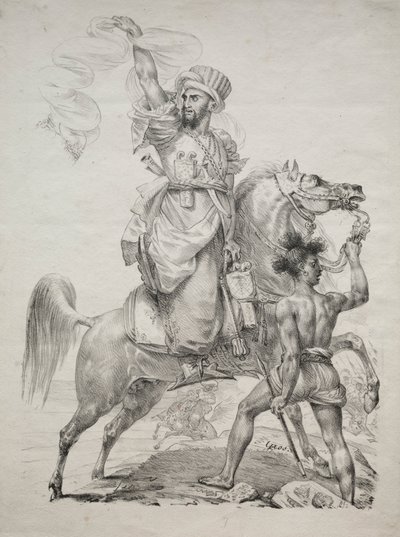 Un capo mamelucco a cavallo che chiede aiuto, 1817 da Antoine Jean Gros