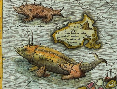 (dettaglio) di Una mappa del mare (Carta marina) di Olaus Magnus (1490-1557) da Antoine Lafrery