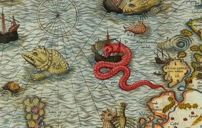 Dettaglio di Una Mappa del Mare (Carta marina) di Olaus Magnus (1490-1557) da Antoine Lafrery