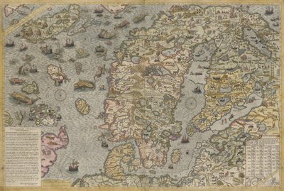 Mappa del Mare (Carta marina) di Olaus Magnus (1490-1557) da Antoine Lafrery