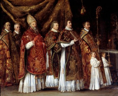 Messa pontificale o un vescovo che sale all