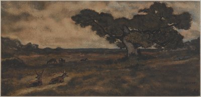 Cervi vicino a un albero da Antoine Louis Barye