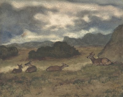Cervo nel paesaggio da Antoine Louis Barye
