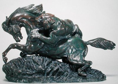 Cavallo sorpreso da una tigre da Antoine Louis Barye