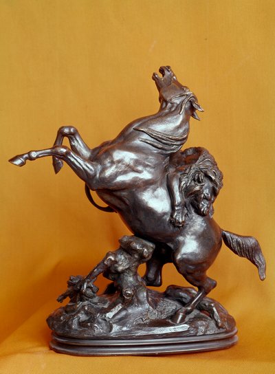 Leone che attacca un cavallo Scultura in bronzo di Antoine Louis Barye XIX secolo. Parigi, Museo del Louvre da Antoine Louis Barye