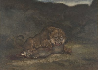Leone che divora una preda, 1810-75 da Antoine Louis Barye