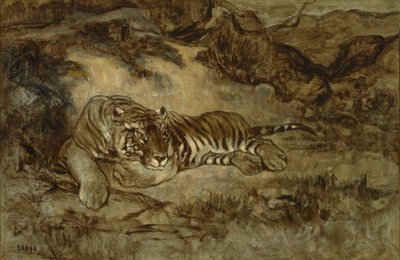 Tigre a riposo, c.1850-70 da Antoine Louis Barye
