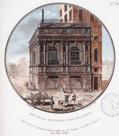 Veduta della fontana degli Innocenti. In vedute pittoresche dei principali edifici di Parigi di Sergeant da Antoine Louis Francois Sergent Marceau