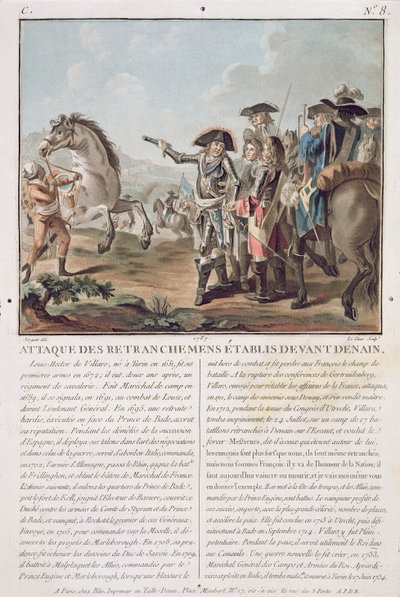 Attacco alle trincee stabilite davanti a Denain, 1712, inciso da Louis Le Coeur, 1787 da Antoine Louis Francois Sergent Marceau