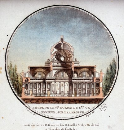 Sezione trasversale della nuova Chiesa di Sainte Geneviève, costruita secondo i disegni dell