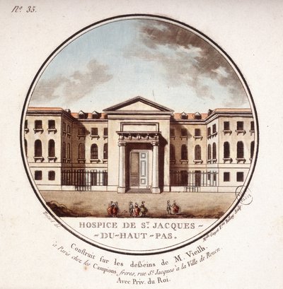 Hospice de Saint Jacques Du Haut Pas costruito secondo i disegni di Vieilb, ora Ospedale Cochin, Parigi. In vedute pittoresche dei principali edifici di Parigi di Sergeant da Antoine Louis Francois Sergent Marceau