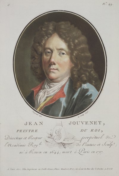 Jean Jouvenet, da Portraits des Grands Hommes, femmes illustres, et sujets memorables de France, grave et imprimes en couleurs, pubblicato da Pierre Blin, 1786-1792, Parigi da Antoine Louis Francois Sergent Marceau