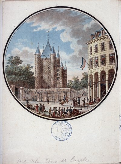 Parigi, vista della Torre del Tempio - in "Vedute pittoresche dei principali edifici di Parigi" di Sergeant da Antoine Louis Francois Sergent Marceau