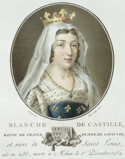 Ritratto di Bianca di Castiglia (1185-1252) inciso da Ride, 1787 da Antoine Louis Francois Sergent Marceau