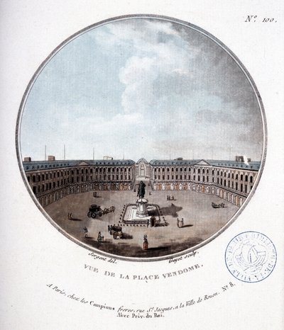 Veduta di Place Vendôme - in "Vedute pittoresche dei principali edifici di Parigi" di Sergeant da Antoine Louis Francois Sergent Marceau