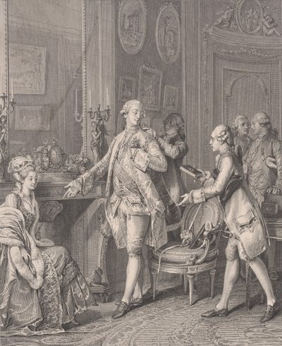 La Grande Toilette La Patrona, da Le Monument du Costume, 1777 da Antoine Louis Romanet