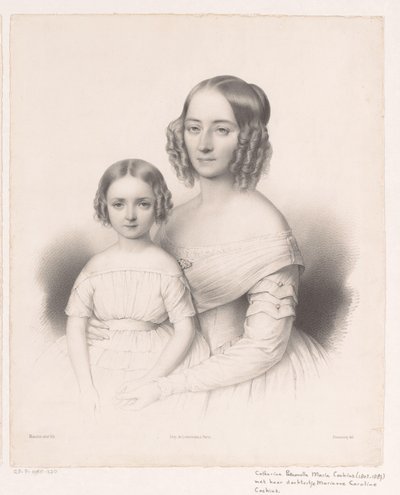 Portret van Catharina Petronella Maria Cochius met haar dochter da Antoine Maurin