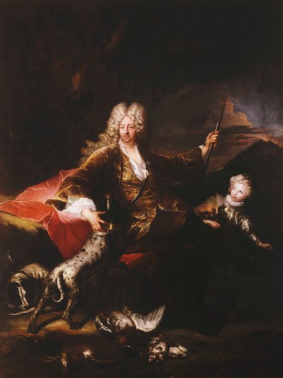 Ritratto del Marchese Paolo Corbelli, a figura intera, seduto su una panca al margine di un bosco, 1709 da Antoine Pesne