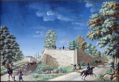 Vista di una terrazza alla periferia di Parigi da Antoine Pierre Mongin