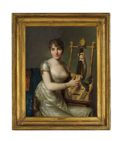 Ritratto di Madame Larmoyer, a tre quarti di lunghezza, con una lira da Antoine Vestier