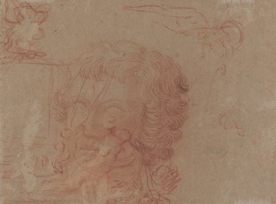Schizzi di figure e una copia di una testa scolpita (verso) da Antoine Watteau