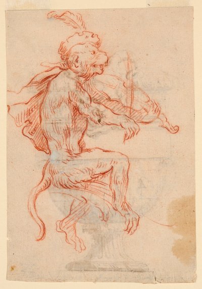 Scimmia che suona un violino da Antoine Watteau