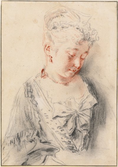 Donna seduta che guarda in basso da Antoine Watteau