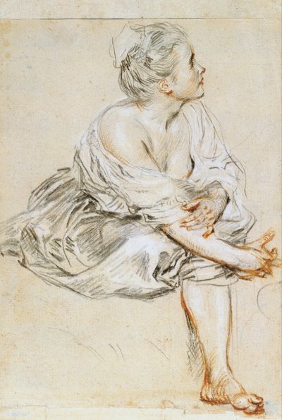 Giovane donna seduta da Antoine Watteau