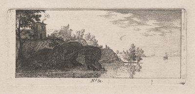 Cottage su un promontorio roccioso lungo un fiume da Antoine de Marcenay de Ghuy